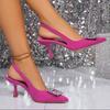 Large Size Rhinestone Pointed High-heeled Sandals Summer New Stiletto Bag Head Sandals with Skirt Shoes