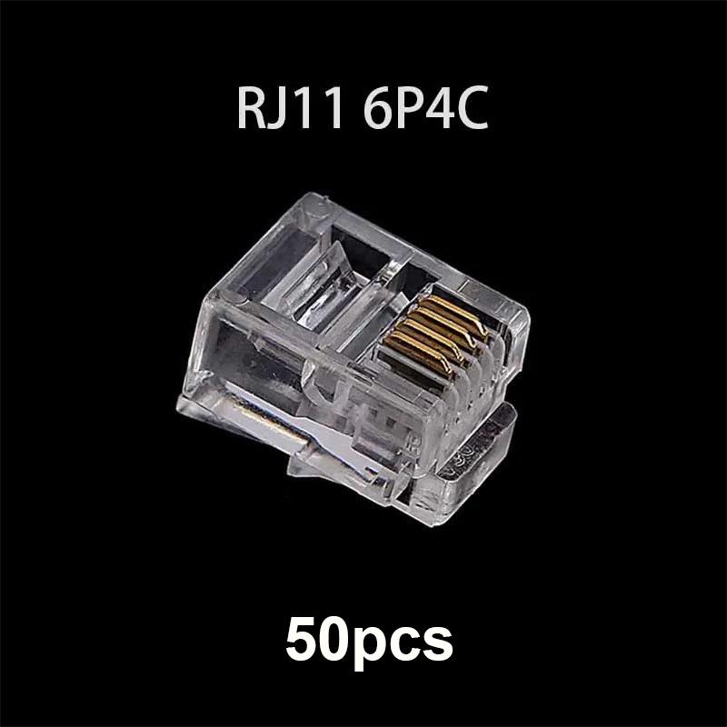 20/50/100 шт./лот RJ11 6P2C 6P4C 6P6C Телефонный Интернет Модульный Штекер Разъем RJ11 Коннектор RJ-11 Хрустальные Головки Позолоченные 6U