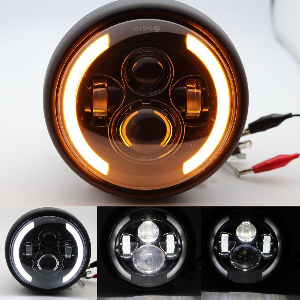Универсальная круглая светодиодная фара для мотоцикла Cafe Racer 7,5 дюйма, фара головного света, габаритный свет, переделка 7,5'' фара для мотоцикла Cafe Racer