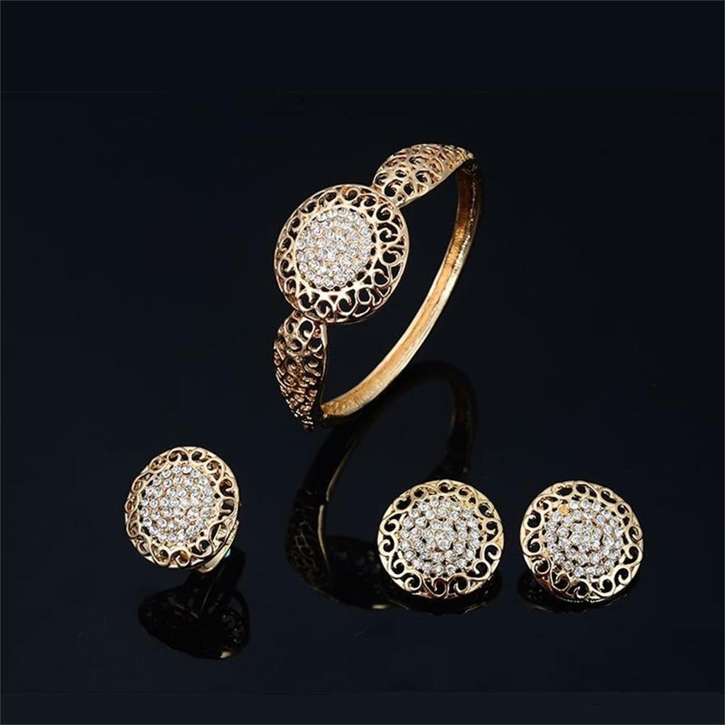 5-Piece Exaggerated Rhinestone Jewelry Set: Necklace, Earrings, Ring, Bracelet for Women's Wedding