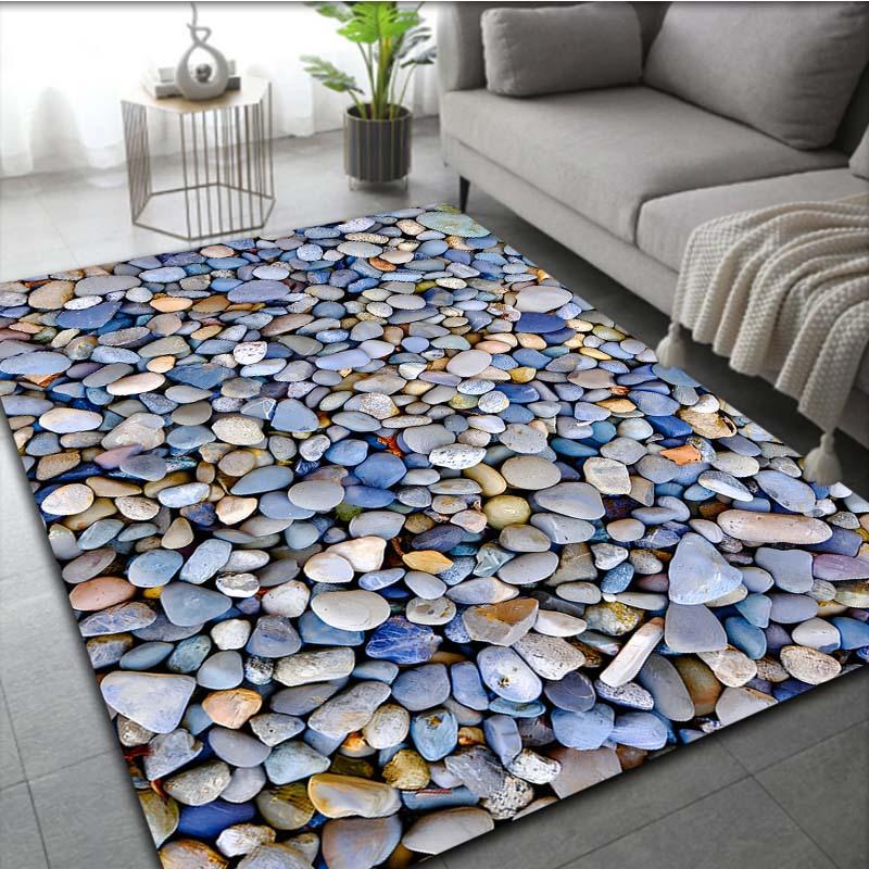 Pebble Pathway Rug: Natural Stone Look for Zen Interiors | Outdoor-Inspired Flooring Anti slip carpet can be machine washed
