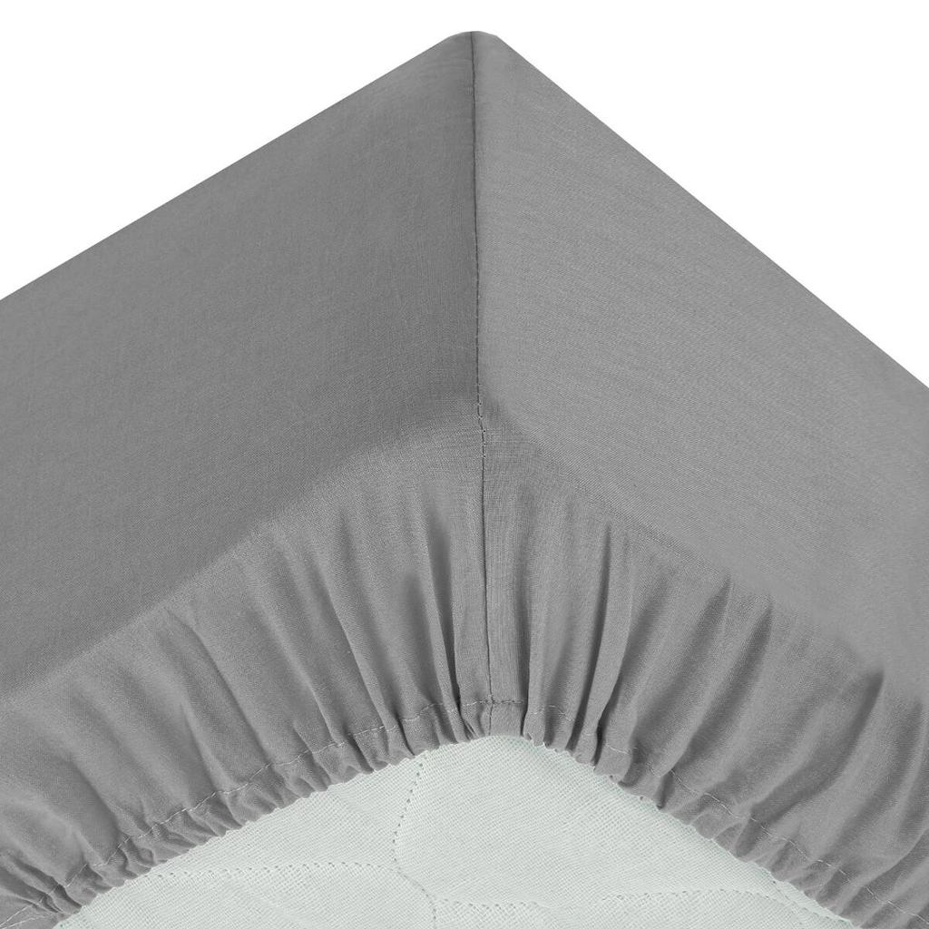 Fitted Sheet 160 X 200 Cm With 30 Cm Overlap, Cotton, Gray