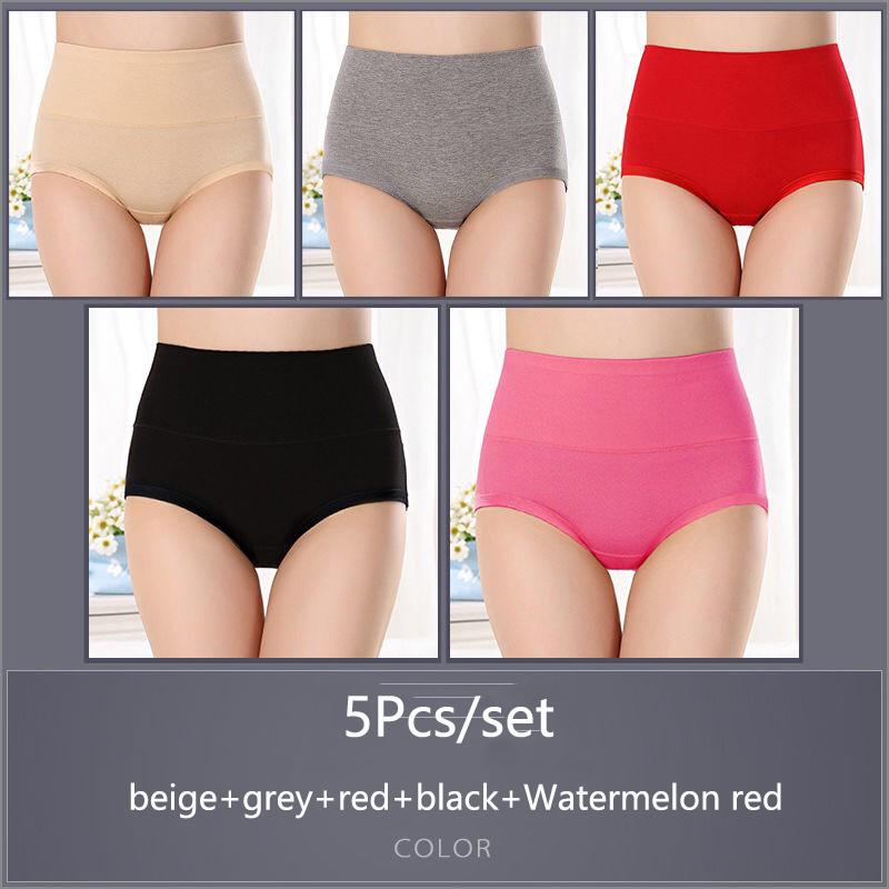 5 шт./компл. женские хлопковые трусики с высокой талией, мягкое дышащее удобное нижнее белье, большие размеры M-XXXXL