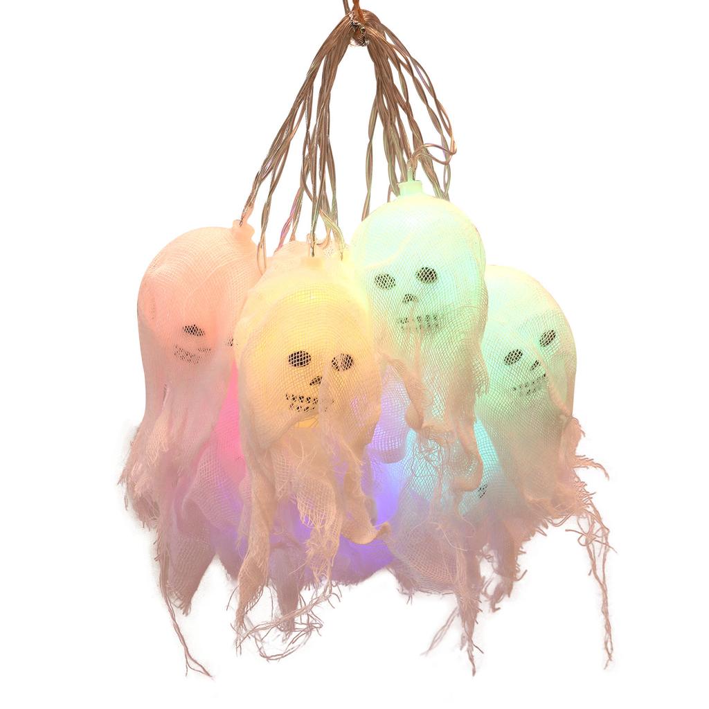 10 светодиодов гирлянды в виде черепа на Хэллоуин, необычный реквизит для вечеринок ужасов, работающий от батареек