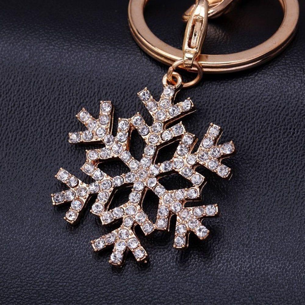 Hot Removable Christmas Gift Crystal for Woman Ladies Jewelry Key Ring Pendant Snowflake Keychain