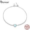 BAMOER New Arrival Authentic 925 Sterling Silver Opal Heart-Shaped Pendant Bracelet Fit Women Sterling Silver Jewelry Gift