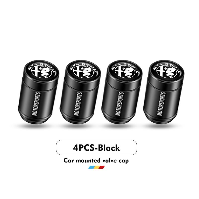 For Alfa Romeo 4PCS Car Air Tire Valve Caps Aluminum Wheel Tyre Stem Cover For Alfa Romeo Giulia 147 Mito 156 159 166 GT Stelvio