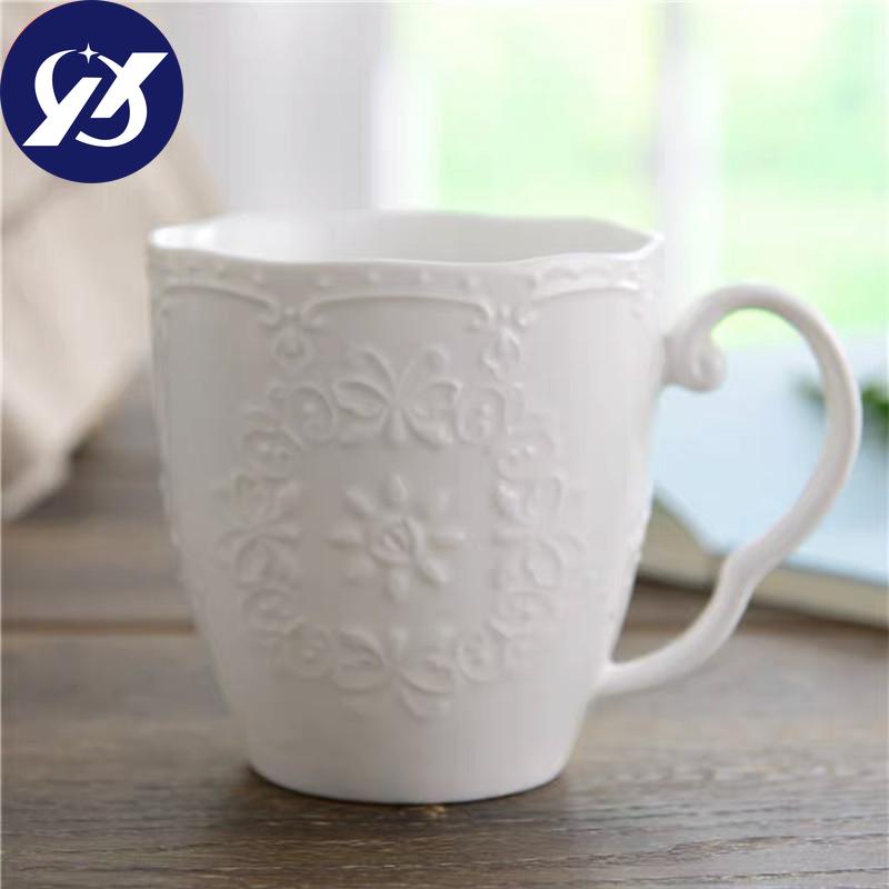 Европейская фарфоровая кружка Wte с тиснением розы, кофейная кружка Bone Cna, винтажная кружка для завтрака, молока, офисная чашка для чая, посуда для напитков