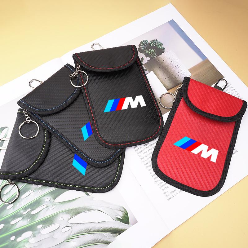 FA7Sticker Accessory Car Key Case Signal Blocker Bag RFID Shielding Pocket For BMW E46 M E36 E34 F10 E90 F30 E60 E53 E30 E92 E87