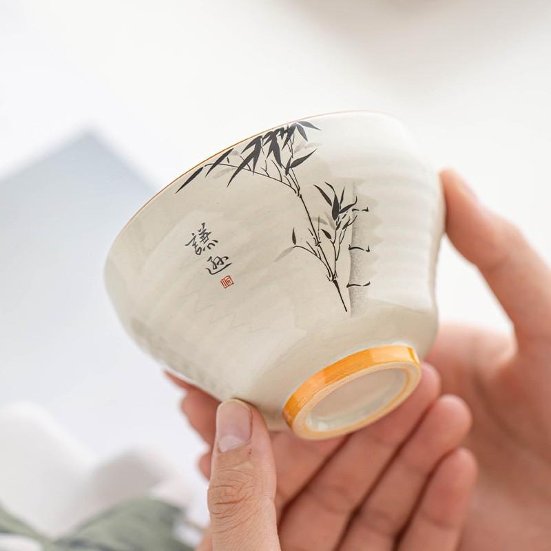 Мастер-чашка из растительного пепла, чернильная, джентльменская, бамбуковая, керамическая, для дегустации чая, бытовая, для чая, одинарная чашка, чашка для чая Кунг-фу, личная чашка