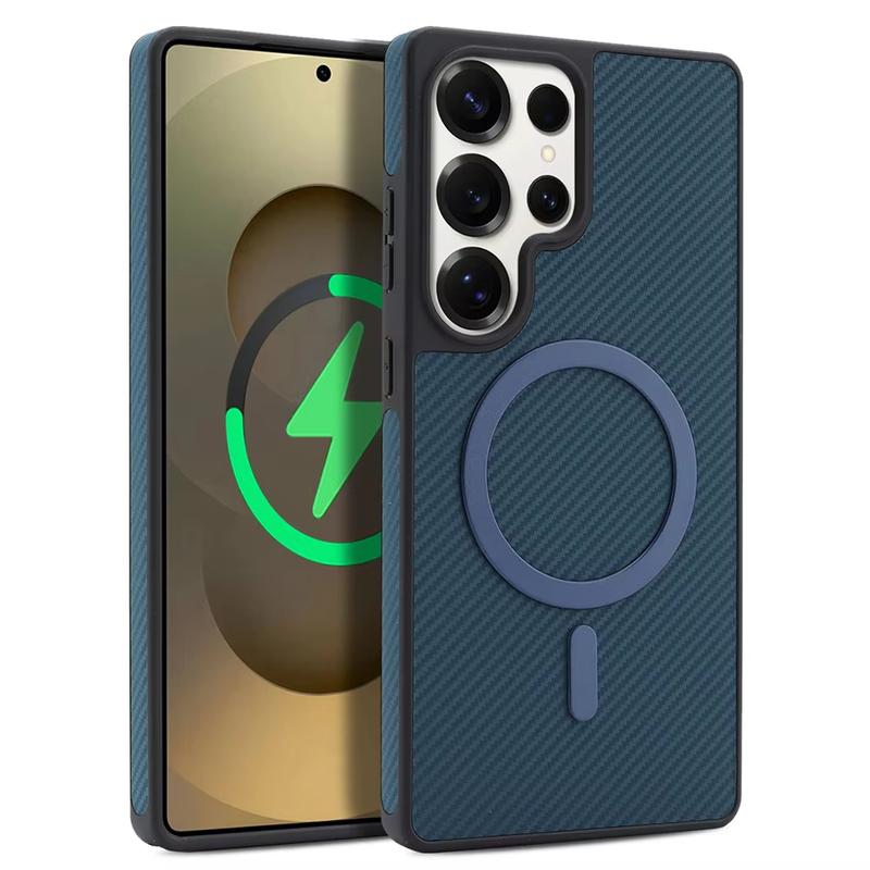 Carbon Fiber Magnetic Case For Samsung Galaxy S26 S25 S24 S23 Ultra Plus for Magsafe Wireless Charging Shockproof Frosted Cover