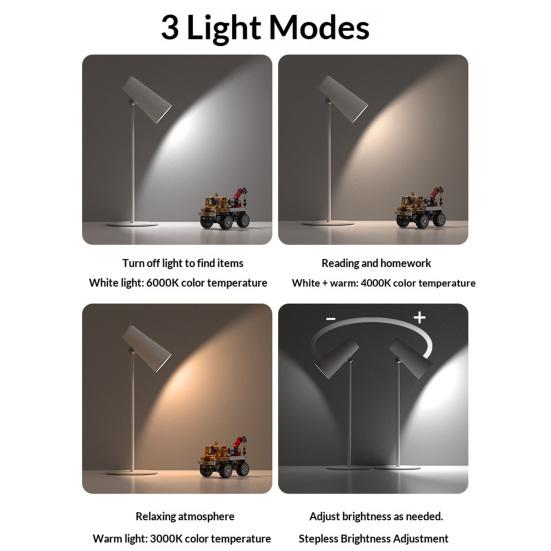 Multifunctional Magnetic Desk Lamp 3-Level Brightness Adjustable USB Rechargeable Home Office Bedroom Bedside Table Reading