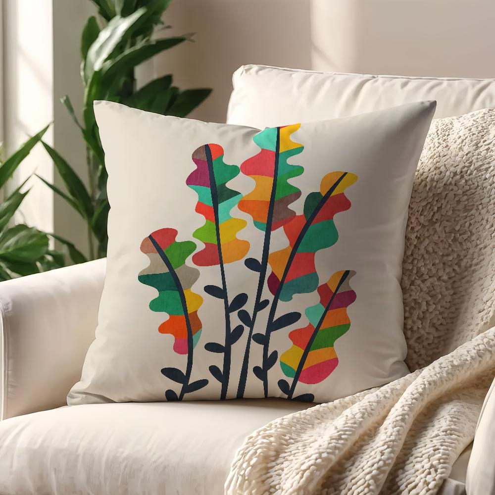 CCartoon Flower Feather Pattern cushion cover For Pillow Printing Sofa Decoration Home Room Coffee Shop Office NordicSimplicity