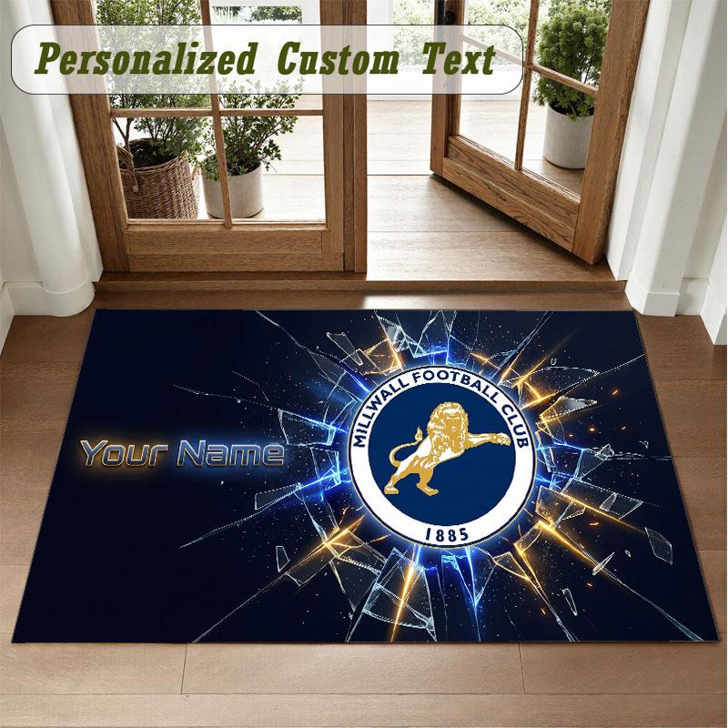 Crystal Velvet Square Rug Custom NameMillwall FC Pattern Non Slip Home Floor Decor Rug