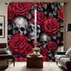 2 шт. HD Череп Роза занавеска Красный галстук цифровой печатный занавес украшение дома стиль Украсьте гостиную спальню Носите штангу занавески