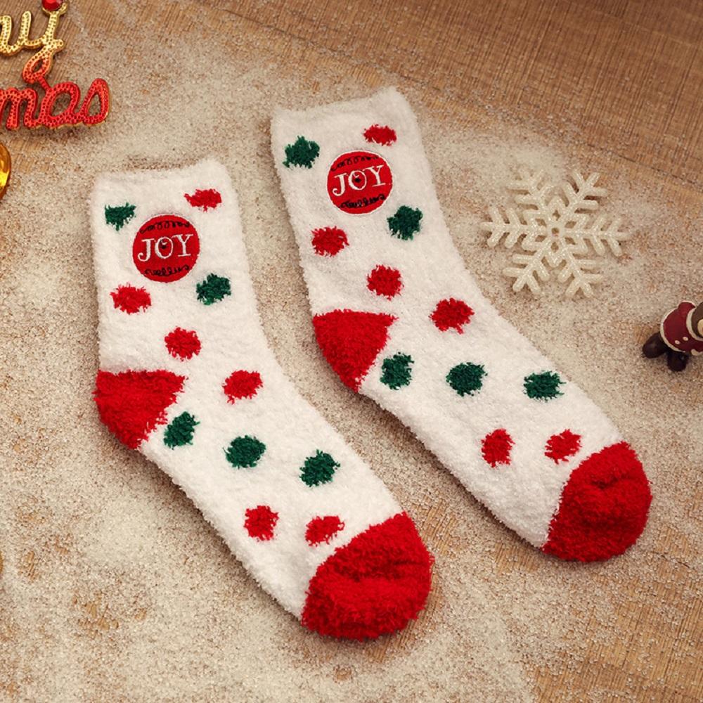 Color Striped Indoor Floor Women Fluffy Socks Coral Fleece Socks Christmas Velvet Socks Hosiery