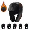 Winter PU Bomber Hat Men's Outdoor Windproof Cold-proof Ski Hat  Ear Protection Thick Fleece Warm Hat