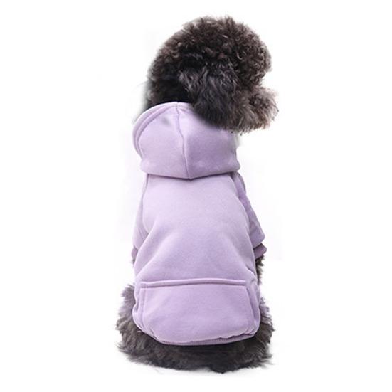 Pet Dog Hoodie Winter Solid Color Hooded Sweatshirt Elastic Hem Foreleg Sporty Sweatshirt Warm Windproof Pet Outfit