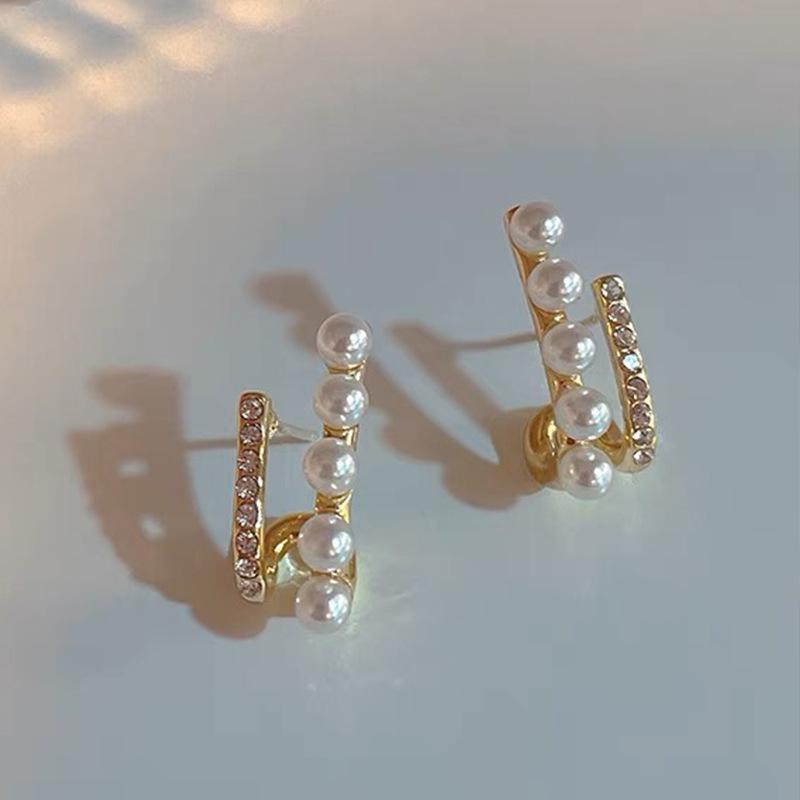 Элегантные серьги-иглы из серебра 925 пробы во французском стиле с жемчугом