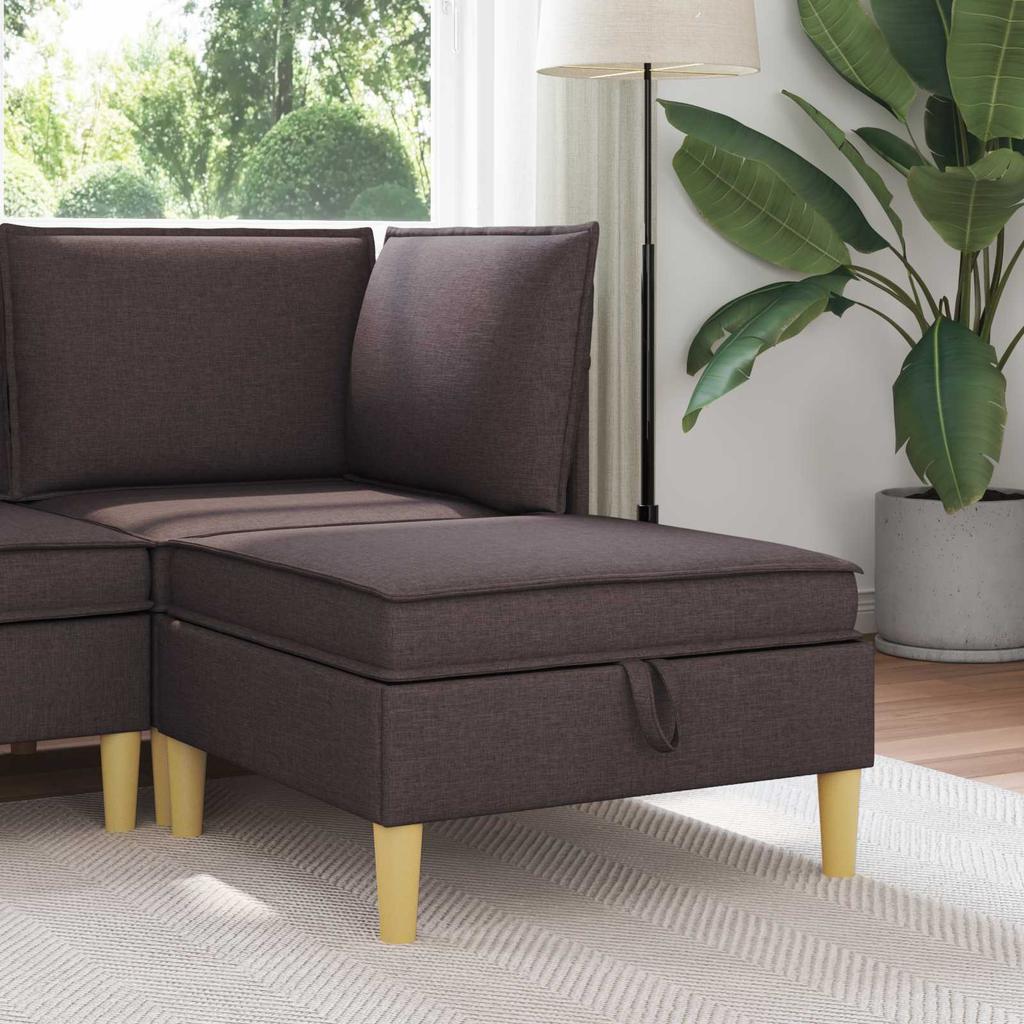 Storage Ottoman with Dark Brown Fabric