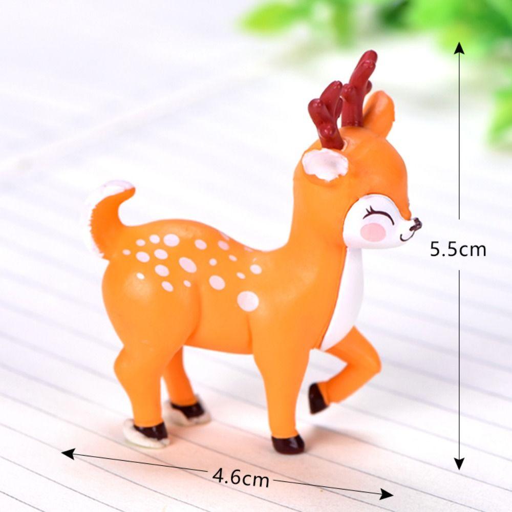 Plastic Cartoon Sika Deer Figurine Delicate Animal Statue Mini Cartoon Sika Deer Ornament  Outdoor