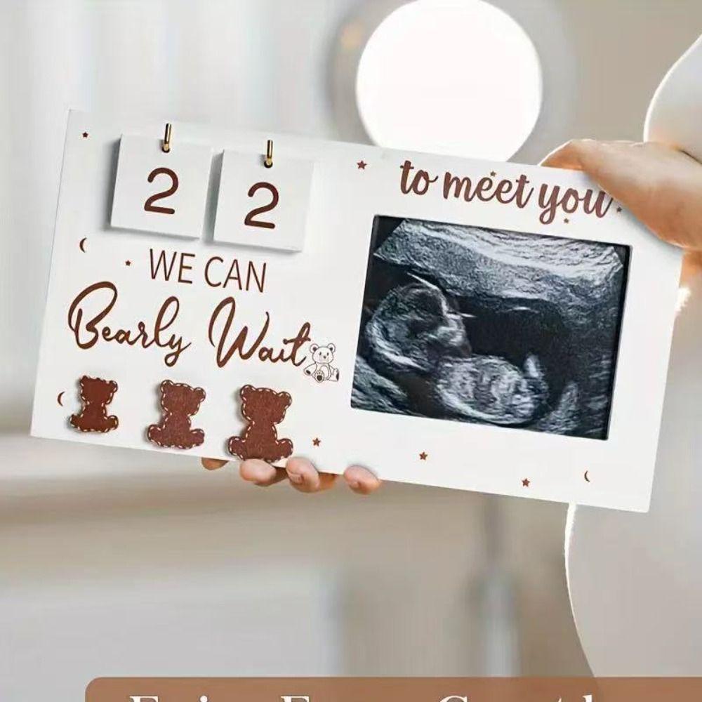 Baby Countdown Weeks Ultrasound Photo Frame Wooden Baby Announcement  Pregnant Mom
