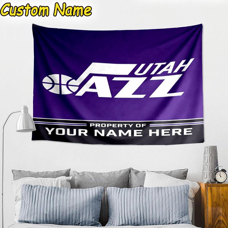 Custom Name Jazz Basketball Team Tapestry Room Decoration Wall Hanging for Living Room Bedroom, dormitory, Birthday and Christmas gifts