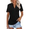 Women's Fashion Casual Lapel Short Sleeve Solid Color Shirt Women's V-Neck Tops