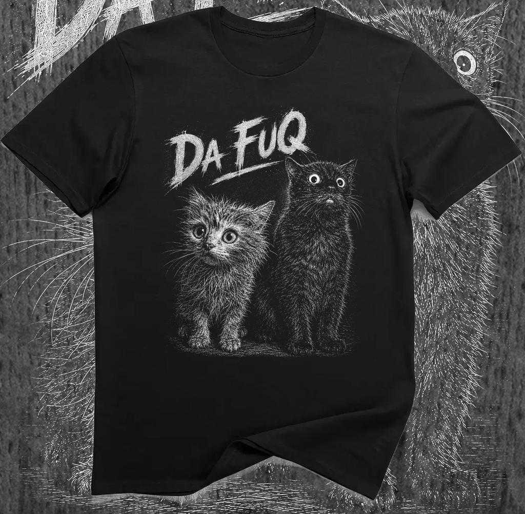 DaFuq Shocked Cats Meme Shirt Funny Kitten Reaction Graphic Tee Weird Pet Humor Gift
