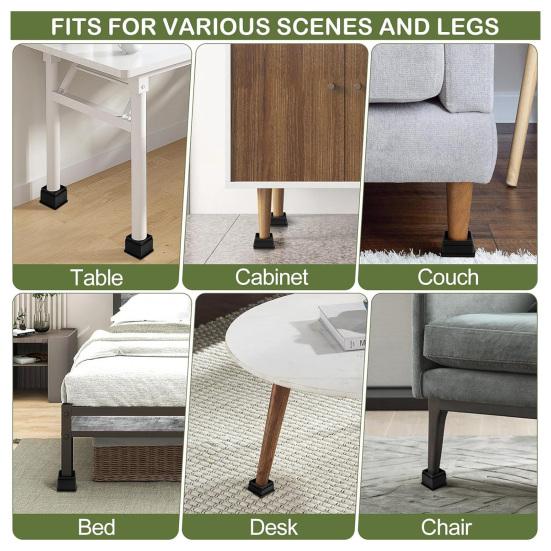 4/6/8Pcs 1/2-Inch Square Furniture Riser Heavy Duty Bed Riser Adjustable Stackable Anti-slip Table Desk