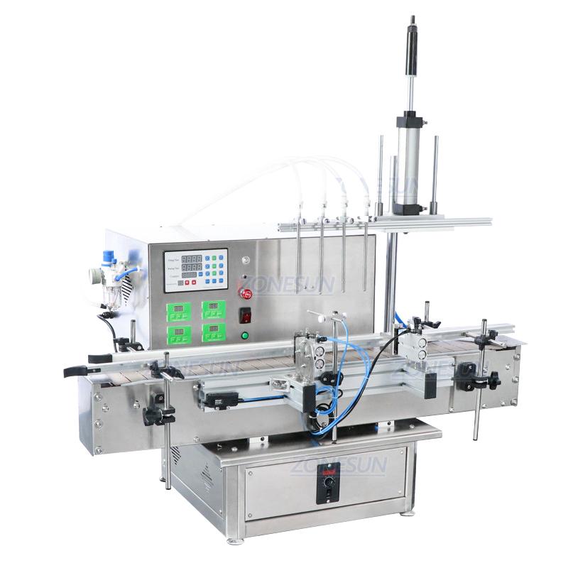 ZONESUN ZS-DTPP4D Desktop Automatic Four Diving Nozzles Peristaltic Pump Liquid Filling Machine For Water Juice Foamy
