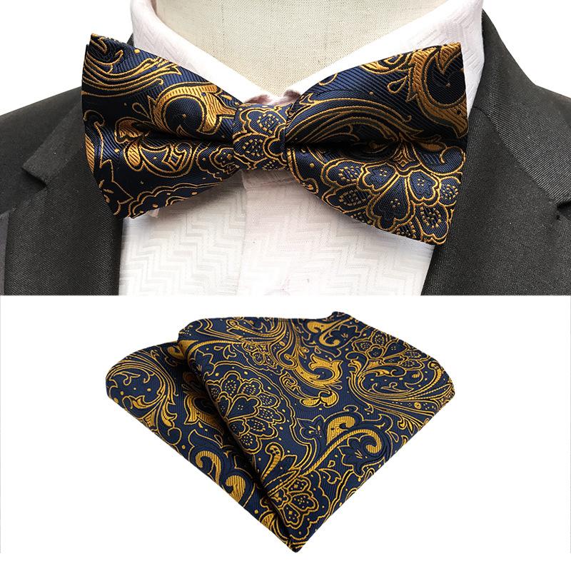 Модный трендовый галстук-бабочка плюс набор полотенец для кармана, свадебный галстук-бабочка для жениха и шафера