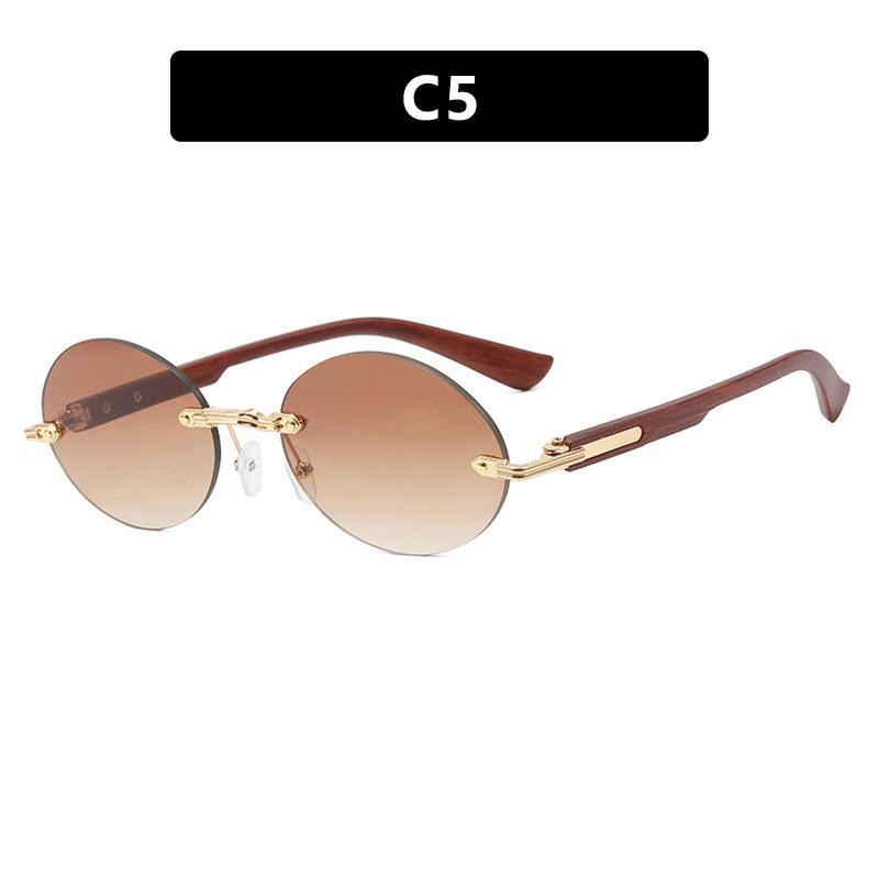 New Frameless Oval Sunglasses High-End Light Luxury Women'S Fashionable Summer Beach Vacation Sunglasses