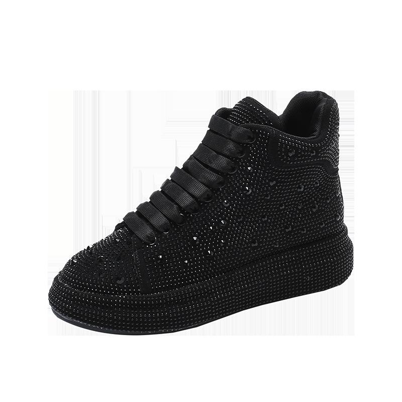 Элегантные сапоги и ботильоны с бриллиантами для женщин, зимние женские сапоги для снега, с круглым носком, с толстой подошвой, теплые, с мерцающей отделкой