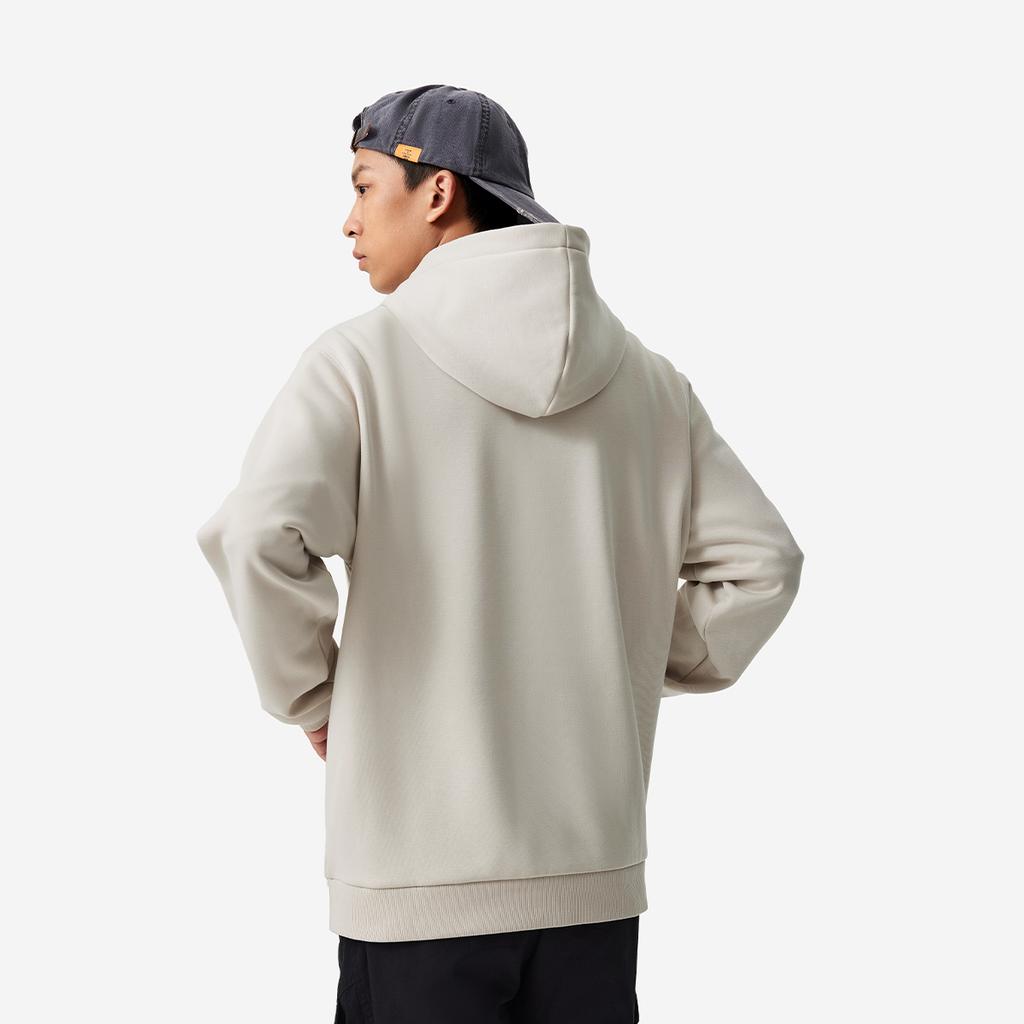 Li Ning Sports Fashion Collection Hooded Pullover Fleece Lined Loose Fit Letter Logo Sweatshirt Unisex Mica Gray AWDUE95-9