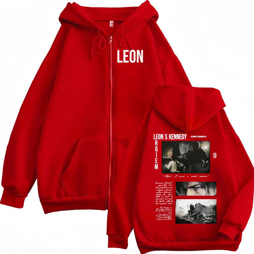 Limited Leon Kennedy Jacket Sweatshirt Resident Evil Requiemm Zip Up Hoodies Men's Clothing Coat