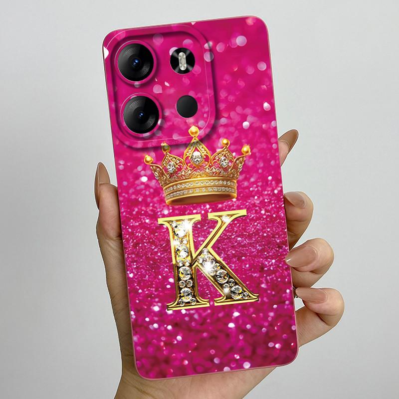 Для Tecno Pop 7 Pro Pop7 BF6 BF7 Чехол для телефона Корона Буква Задняя крышка Мягкий Жидкий силикон Fundas Для Tecno Spark GO 2023 Бампер