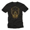 Men's Skull Print T-Shirt - Tattoo Design Fine Yellow Glitter Lines