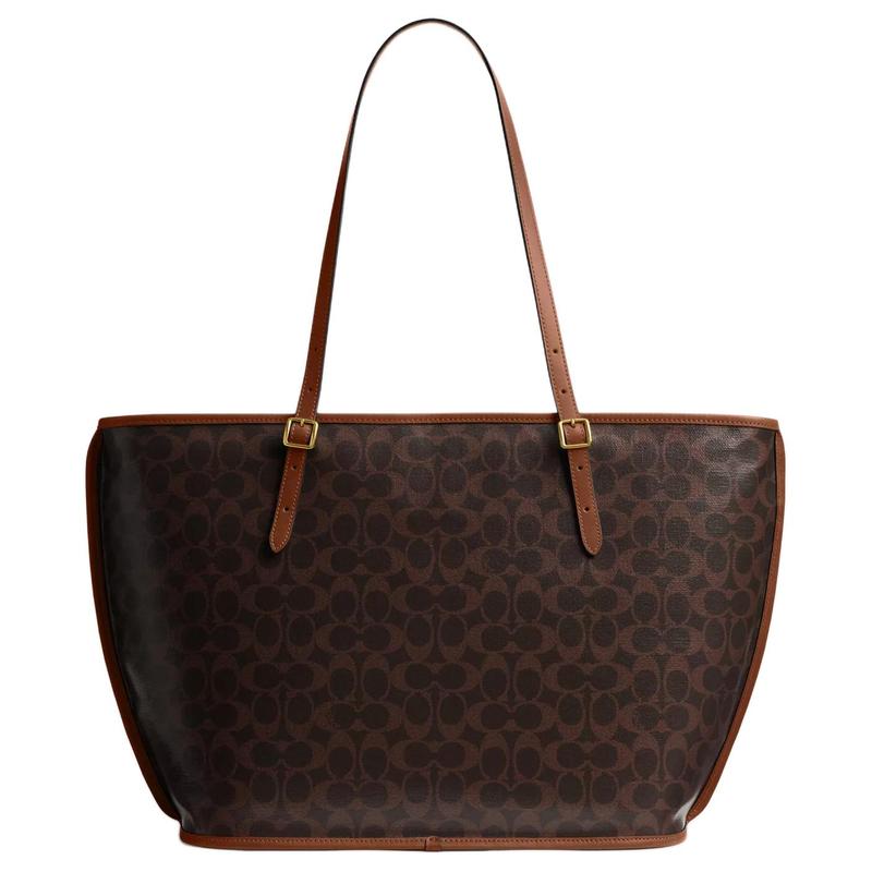 COACH TAXI 36 Brand Classic Logo Tote Bag Tote Bag Shopping Bag Artificial Leather Shoulder Bag Large Size Women's Dark Brown
