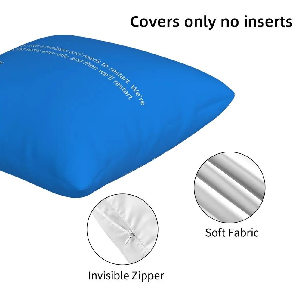 Blue Screen Of Death New 2 Pcs Square Pillowcase Pillow Cover Cushion Zip Decorative Comfort Throw Pillow For Home Sofa