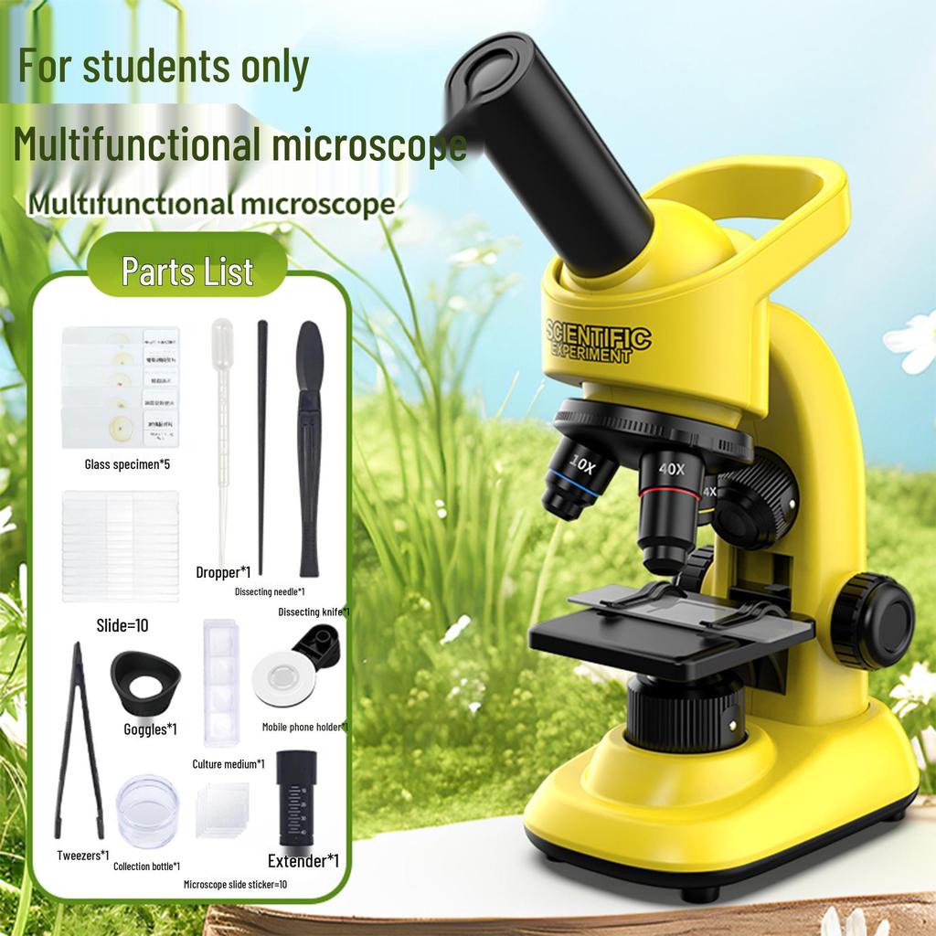 Детский HD микроскоп, научный набор с образцами, увеличение 40-16000x, для учеников начальной и средней школы.