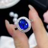 POMOiii Винтажные новые темпераментные синие овальные кольца, персонализированные открывающиеся кольца для женщин, циркон, свадебные, помолвочные, вечерние, изящные ювелирные изделия, подарок