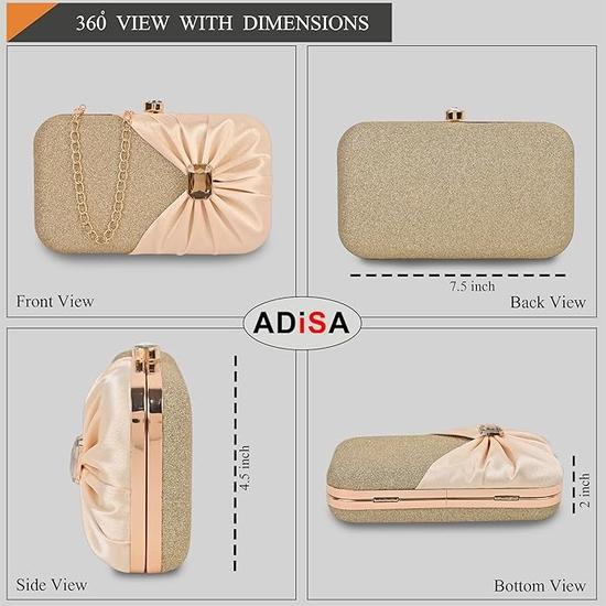 Клатч ADISA для торжественных мероприятий с заклепками и золотой цепочкой для женщин и девочек