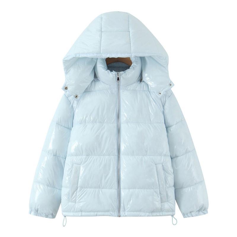 2026 Fall Winter Comfort Casual Warm Solid Color Shiny Stand Collar Short Puffer Jacket Women