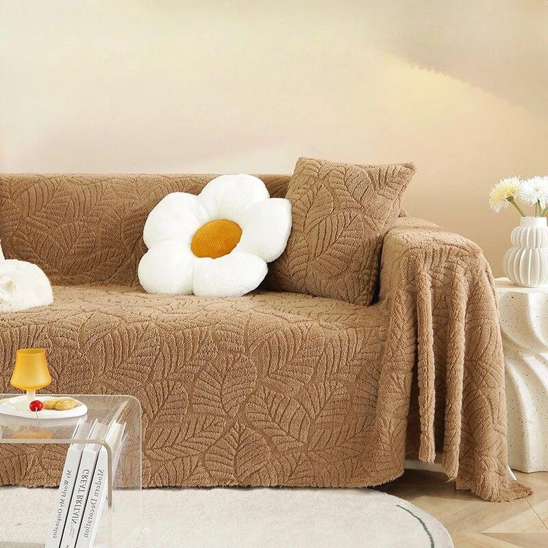 Autumn and Winter Thick Sofa Towel Solid Color Plush Sofa Cover Anti Cat Scratch Sofa Mat Sofa Cover Cloth