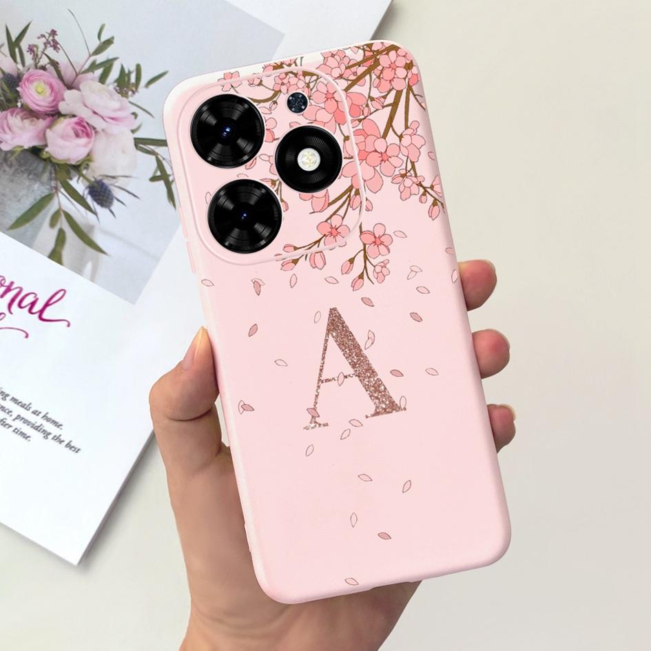 Чехол для Tecno Spark Go 2024 Обложка BG6 Милые 26 Букв Корона Силиконовые Чехлы для Телефона Для Tecno SparkGo 2024 Бампер Ударопрочный Funda
