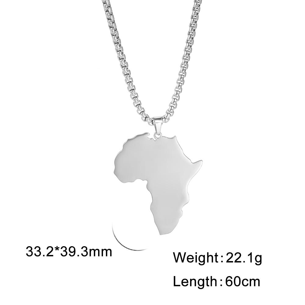 Myshape Punk Men Africa Map Pendant Necklace Golden Silver Color Stainless Steel Necklaces Box Chain Fashion African Map Jewelry