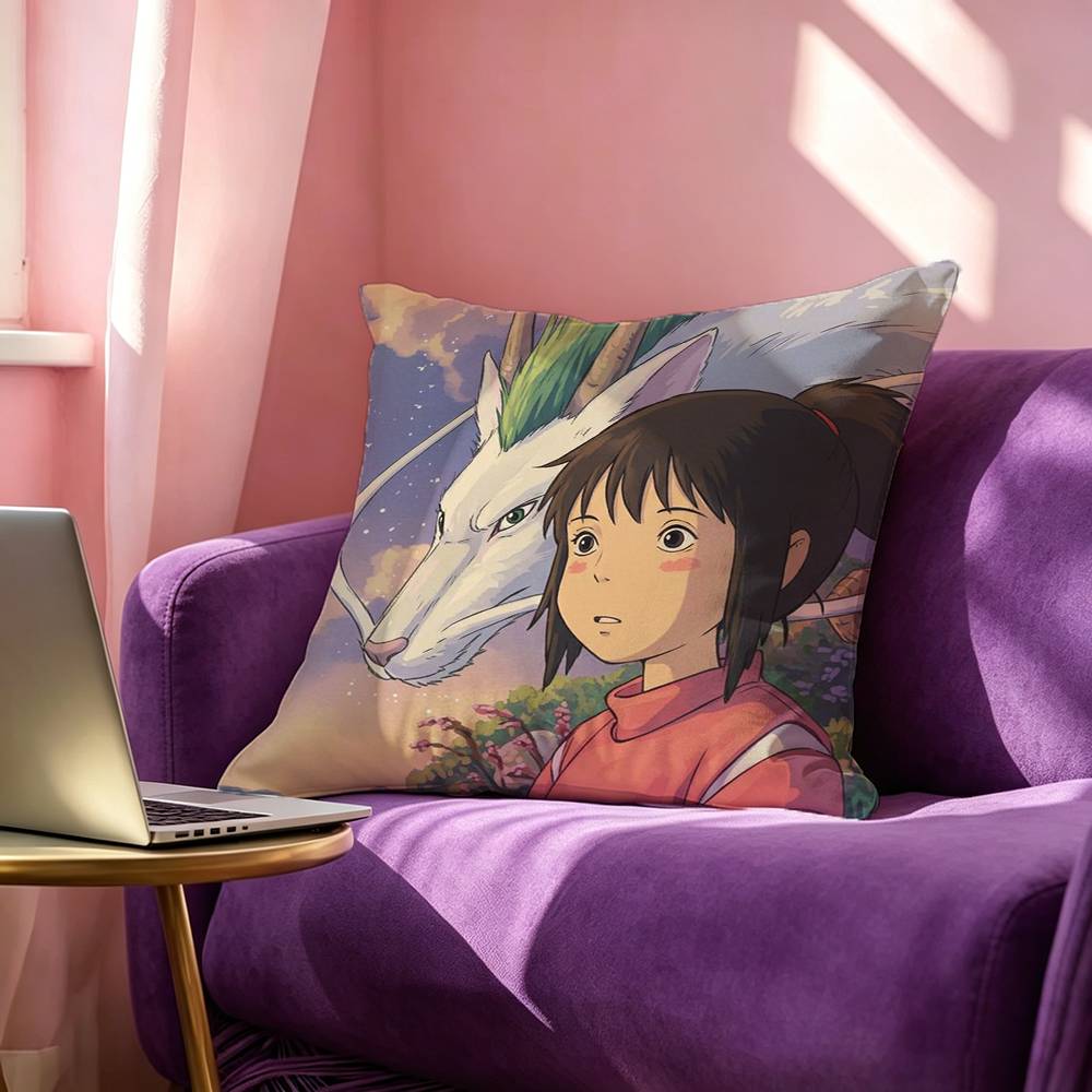 SSpirited AAway Movie Square DoubleSided printed Pillow Case Bedroom Bedside Pillow Sofa Cushion Cover