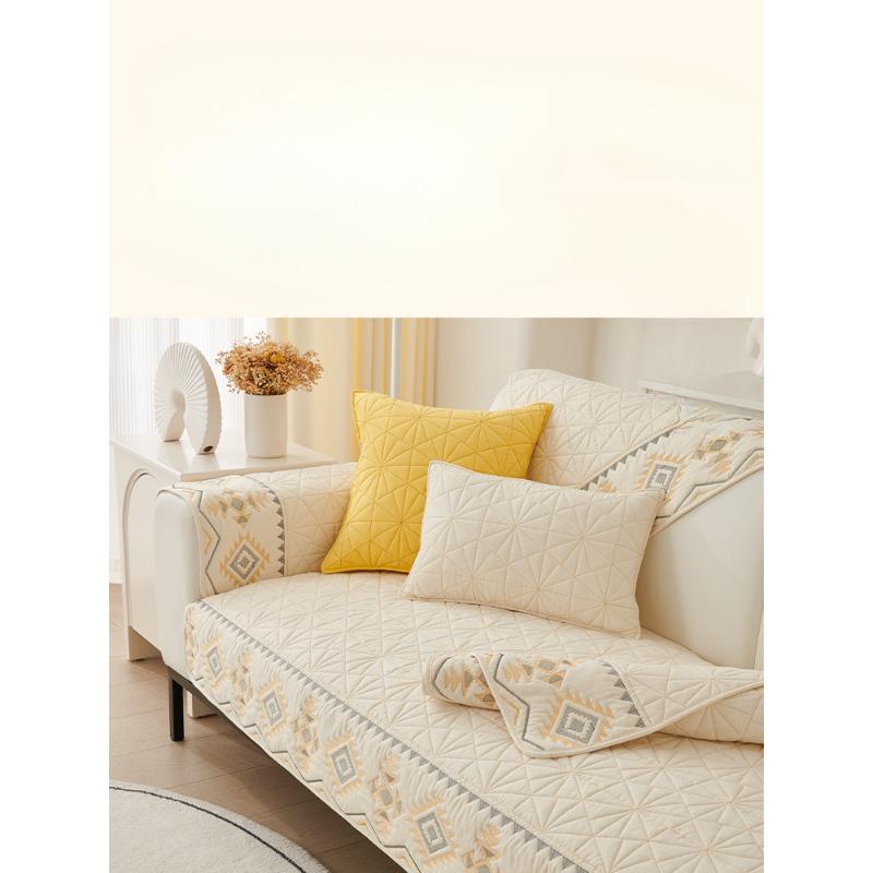Sofa Cushion Fabric Ethnic Style Four Seasons Non-Slip Cotton Simple Modern Universal Backrest Towel Cover Thickened