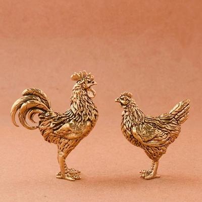 1 шт. Набор латунных фигурок петуха и курицы, коллекционные украшения на День благодарения, декор курицы по знаку зодиака, настольные чайные питомцы для дома, гостиной